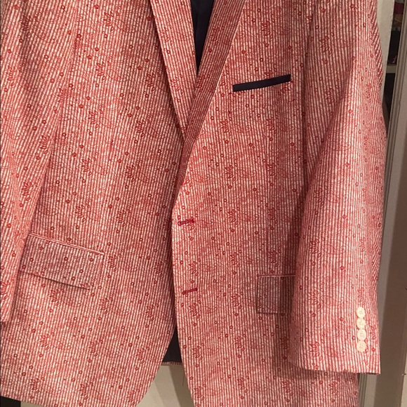 LINEA UOMO 100% Cotton Textured Red and White Jacket GC SIZE 46 - Picture 3 of 10